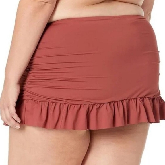 La Blanca Ruffle Swim Skirt Womens Plus Size in Cinnamon NEW - Picture 6 of 7
